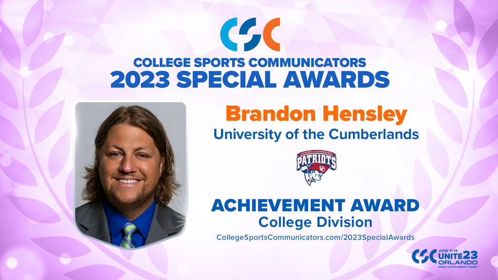 2023 Special Awards Salute: Brandon Hensley (Cumberlands), Achievement Award - College Division
